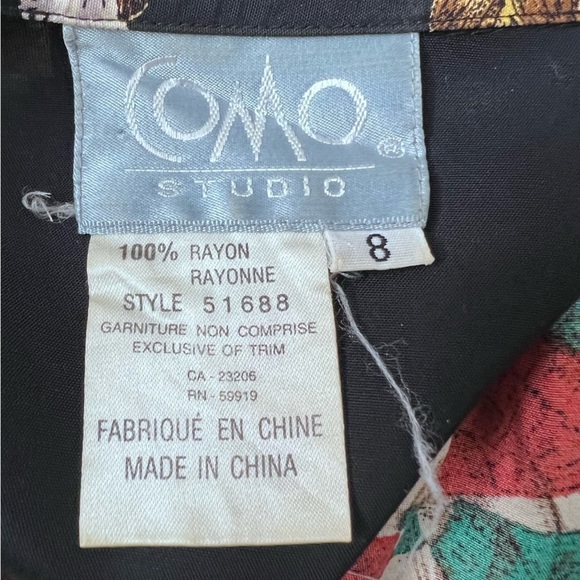 Vintage Como Studio Native American Graphic Black Button Down Shirt Size 8 - Picture 9 of 11